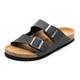 FITORY Mens Sandals, Arch Support Slides with Adjustable Buckle Straps and Cork Footbed for Summer Matte Black Size 12.5