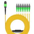 AMPCOM MPO to FC Breakout Cable 9/125ÎŒm Singlemode OS1/OS2(8 Fiber, MPO to FC, Type B, LSZH/Riser, UPC, Yellow) 25m (82ft)