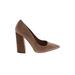 Steve Madden Heels: Slip-on Chunky Heel Casual Brown Solid Shoes - Women's Size 10 - Pointed Toe