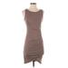 Leith Casual Dress - Mini Scoop Neck Sleeveless: Brown Print Dresses - Women's Size X-Small