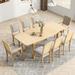 9-Piece Rustic Extendable Dining Table with 24inch Removable Leaf, 6 Upholstered Dining Chairs and 2 Padded Arm Chairs