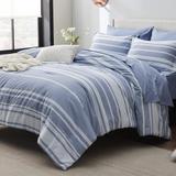 Full Size Comforter Set 7 Pieces, Blue White Striped Bedding Comforter Sets Bed Set with Comforter, Sheets, Pillowcases & Shams