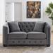 59" Velvet Upholstered Loveseat Sofa Couch for Living Room, Modern Tufted Backrests Loveseats with Nailhead Arms and 2 Pillows