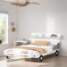 Full Size Car-Shaped Platform Bed with Wheels-Shaped, Pine Wooden Bed with Storage Shelf, Kid's Bed for Bedroom, White