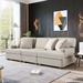 3 Seat Fabric Sofa Square Arms Sectional Sofa, Modern 91" Linen Back Recliner w/4 Pillows and Removable Cushions, for Lving Room