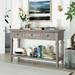 Classic Retro Style Console Table With Three Top Drawers And Open Style Bottom Shelf,Easy Assembly