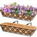 24inch Window Planter Box 2Pcs Iron Window Deck Railing Planter with Coco Liner, Metal Horse Troughs Fence Planter