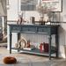 Classic Retro Style Console Table With Three Top Drawers And Open Style Bottom Shelf,Easy Assembly