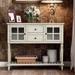 Modern Sideboard Storage Cabinet Console Table With Bottom Shelf And 2-Drawer,Farmhouse Wood/Glass Buffet