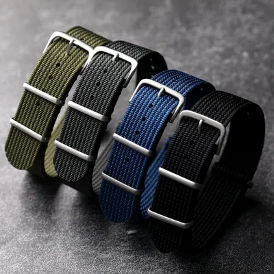 Geflochtenes Nylonband, 20 mm, 22 mm, Schwarz, Grün, Grau, Blau, leicht elastisch, weich, Image