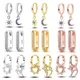 New 925 Sterling Silver Earrings for Women Luxury Rose Gold Color Heart Star Moon Earrings Fine