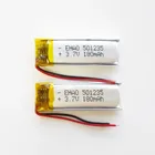 2 pezzi 501235 Batteria ricaricabile Lipo ai polimeri di litio da 3,7 V 180 mAh per MP3 Auricolare Bluetooth Video Pen Recorder orologio 5x12x35mm