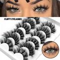 GROINNEYA False Eyelashes Cat-Eye Fluffy Faux Mink Lashes 8D Wispy Lashes 5/6 Pairs Pack Dramatic