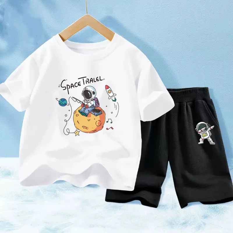 Sommer Baby Jungen Kleidung setzt Kinder Astronauten Raum Kurzarm T-Shirt Shorts 2 Stück Anzug Teenager Baumwolle Kleidung Sport Outfits Image