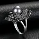 SINLEERY Vintage Gray Pearl Ring For Women Antique Silver Color Fashion Jewelry Wedding Rings