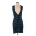 The Limited Casual Dress - Mini V Neck Sleeveless: Teal Dresses - Women's Size 4