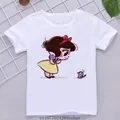 Disney Child Mermaid Princess Kawaii t-shirt in cotone stampato neonata Soft Cartoon abbigliamento