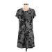 Sol Angeles Casual Dress - Shift Scoop Neck Short sleeves: Gray Floral Dresses - Women's Size Medium