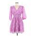 Rachel Parcell Casual Dress - A-Line V Neck 3/4 sleeves: Pink Print Dresses - New - Women's Size 6