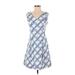 Tommy Hilfiger Casual Dress - A-Line V Neck Sleeveless: Blue Dresses - Women's Size 4