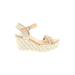 Wedges: Tan Solid Shoes - Women's Size 6 1/2 - Open Toe