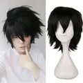 Anime Death Note L Cos Wig Mens L.Lawliet Heat Resistant Hair Pelucas Cosplay Costume Hair Wig + Wig