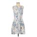 Forever 21 Contemporary Casual Dress - A-Line High Neck Sleeveless: Blue Floral Dresses - Women's Size Small