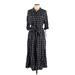 Calvin Klein Casual Dress - Shirtdress Collared 3/4 sleeves: Black Grid Dresses - Women's Size 12