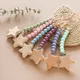 Baby Wooden Star Pacifier Clips Dummy Holder Chain Silicone Chew Beads Teething Nipple Soother Chain