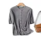 Tangada 2024 Women Gray Knitted Sweater Jumper Short Sleeve Cardigan 4C035
