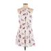 Lush Casual Dress - Mini Crew Neck Sleeveless: White Print Dresses - Women's Size Small