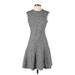 Rebecca Taylor Casual Dress - DropWaist Crew Neck Sleeveless: Gray Dresses - Women's Size 0