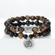 2 stücke Buddha Kopf Charme Männer Armbänder Vintage natürliche Lava Stein Tigerauge Malachit Perlen