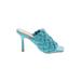 Marc Fisher LTD Mule/Clog: Slide Stilleto Feminine Teal Print Shoes - Women's Size 5 1/2 - Open Toe