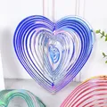 Colorful Heart-Shaped Wind Chimes Reflective Butterfly Wind Spinner Windmill 3D Spiral Design Bird