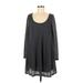 Dina Be Casual Dress - Mini Scoop Neck Long sleeves: Gray Print Dresses - Women's Size Medium