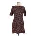 Old Navy Casual Dress - A-Line High Neck Short sleeves: Black Floral Dresses - Women's Size Medium