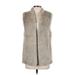 Club Monaco Faux Fur Vest: Below Hip Gray Print Jackets & Outerwear - Women's Size X-Small