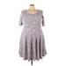 Lularoe Casual Dress - A-Line Scoop Neck 3/4 sleeves: Gray Floral Dresses - New - Women's Size 24