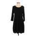 Matti Mamane Casual Dress - Mini Scoop Neck 3/4 sleeves: Black Solid Dresses - Women's Size Small