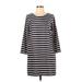 J.Crew Casual Dress - Shift Crew Neck 3/4 sleeves: Blue Stripes Dresses - Women's Size 2