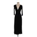 Bailey 44 Casual Dress - Formal V-Neck 3/4 sleeves: Black Solid Dresses - Women's Size X-Small Petite