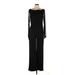 Trixxi Jumpsuit Open Neckline Long sleeves: Black Print Jumpsuits - Women's Size 13