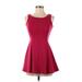 Aqua Casual Dress - A-Line Scoop Neck Sleeveless: Burgundy Print Dresses - Women's Size Small