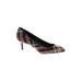 Nine West Heels: Slip-on Kitten Heel Cocktail Party Burgundy Plaid Shoes - Women's Size 8 1/2 - Pointed Toe