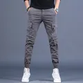 Dulcargo-Pantalon en coton gris pour homme multi-poches coupe couvertes nouvelle mode