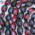 OlingArt-Perles ovales en verre au chalumeau motif de fleurs multicolores à facettes 16x25mm