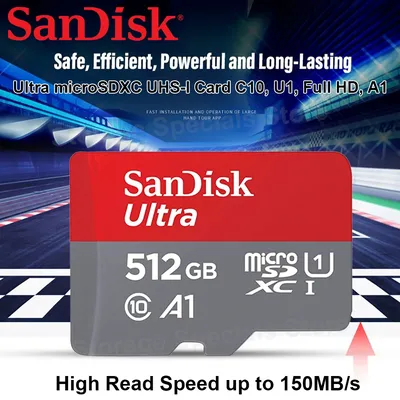 SanDisk Ultra microSDXC Carte mémoire UHS-I C10 U1 Full HD A1 Carte MicroSD 1T 512G 256G 128G 64G