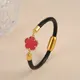 Bracelet tressé en acier inoxydable pour femmes et filles pierre naturelle simple cinq fleurs du