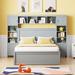 Red Barrel Studio® Queen Size Wooden Bed w/ Cabinet & Shelves & Outlet in Gray | Full | Wayfair 1F99E8D5ABA64AAAA89960E1472DBBE5